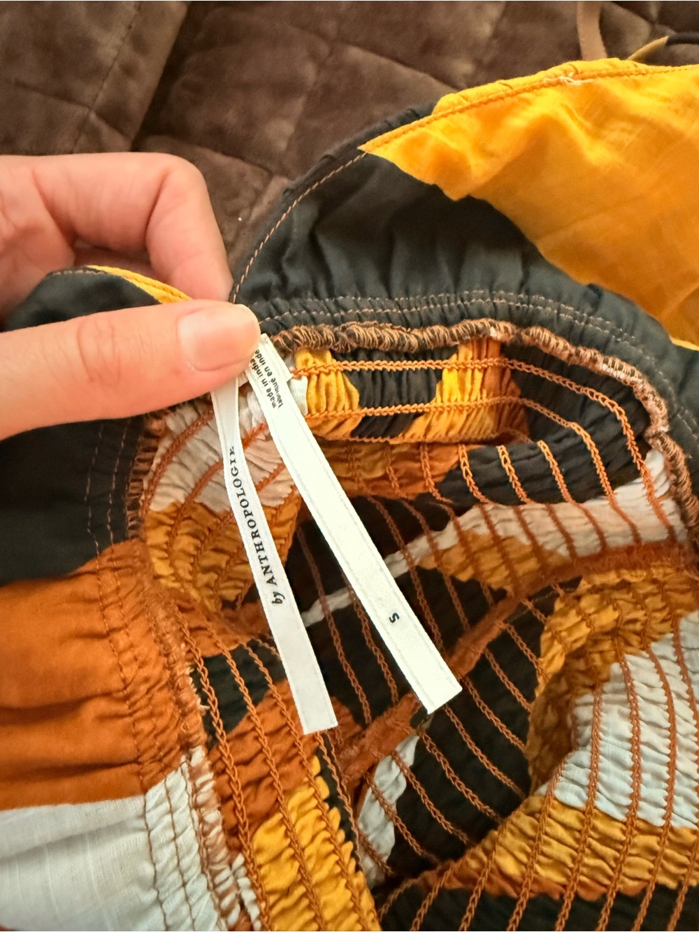 Anthropologie Mustard Black Cream Tiered Maxi Dress - Picture 4 of 4